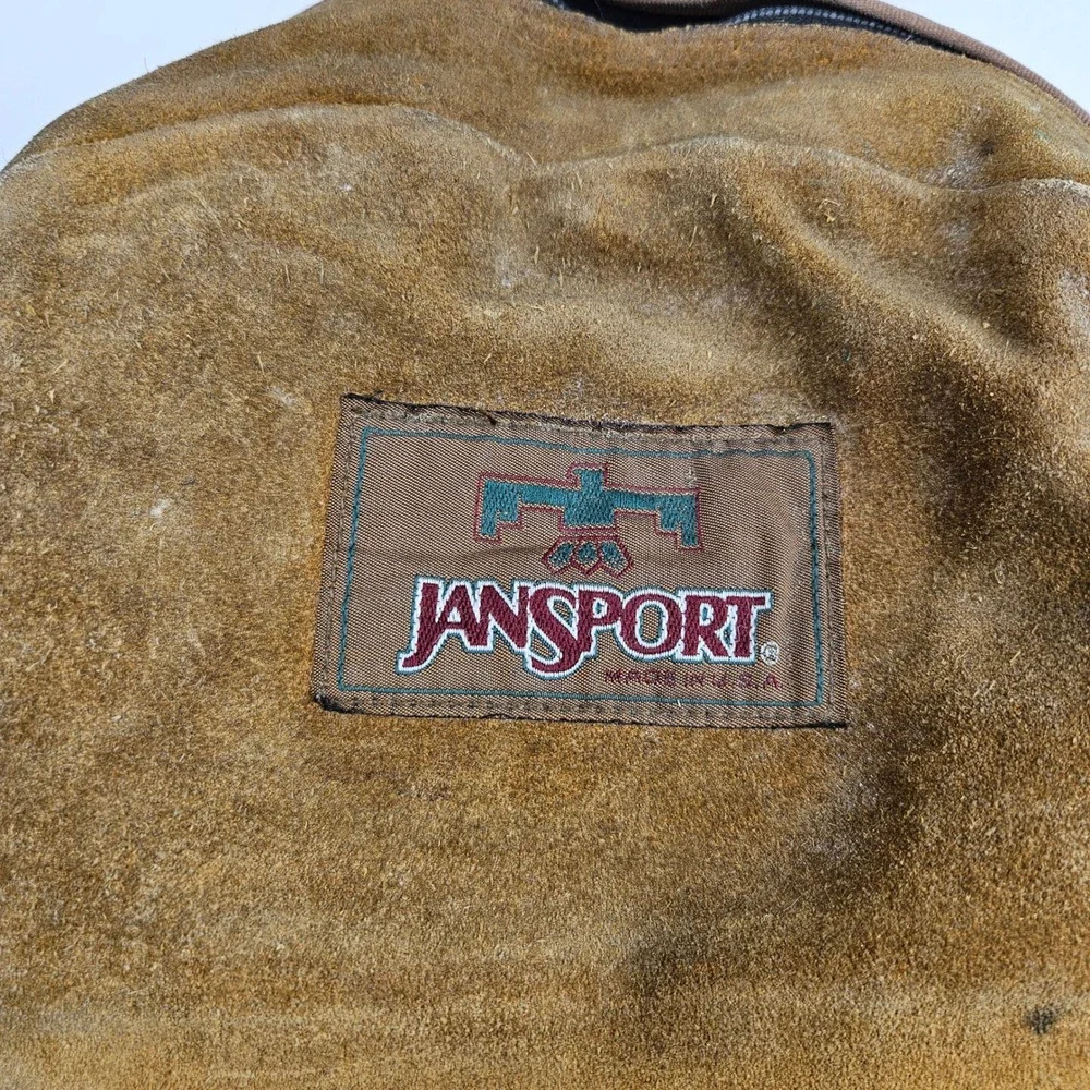 Jansport Adventure: Vintage Leather Backpack brown suede gorpcore